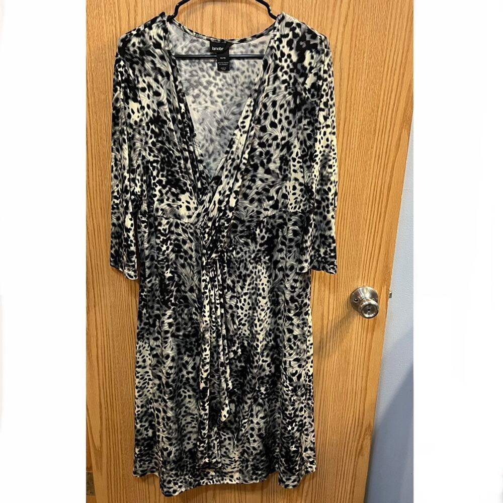 Lane Bryant Animal Print Plunging Neckline Long Dress Plus Size 14 / 16 Leopard
